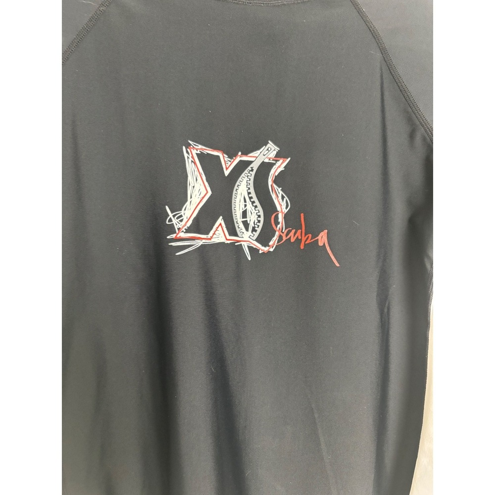 XS Scuba Mens XL Long Sleeve Rash Guard Black White Colorblock Swim Shirt - Picture 5 of 8